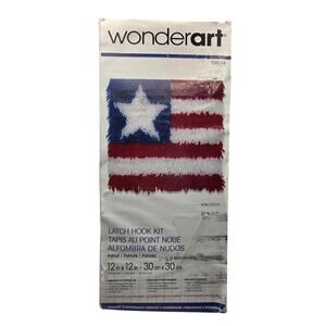 Wonder Art Latch Hook Rug Kit Americana Flag DIY Complete New in Box Crafting
